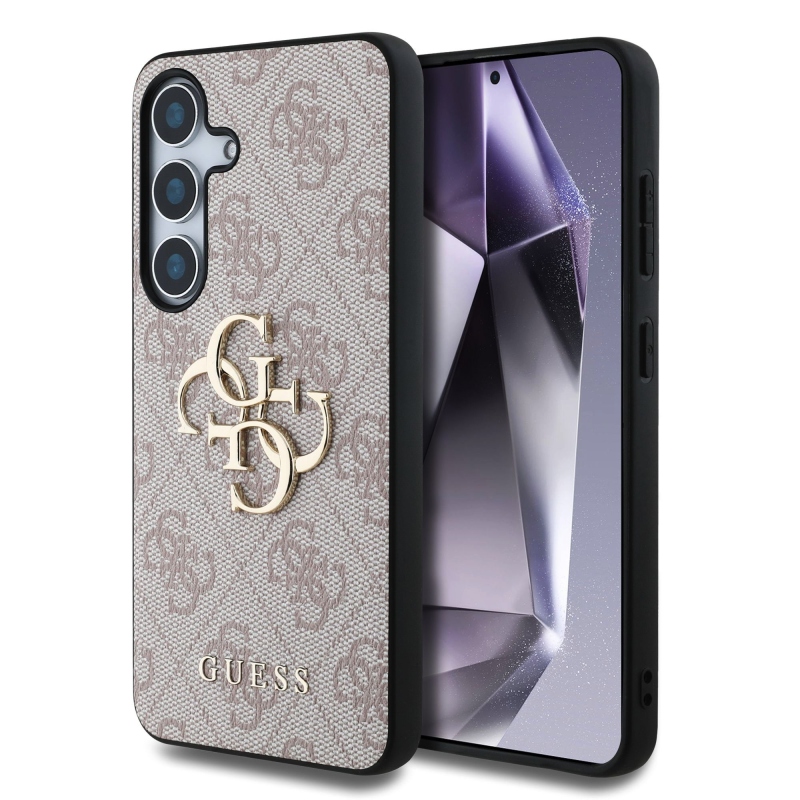Guess PU 4G fém logó hátlap Samsung Galaxy S25 rózsaszín