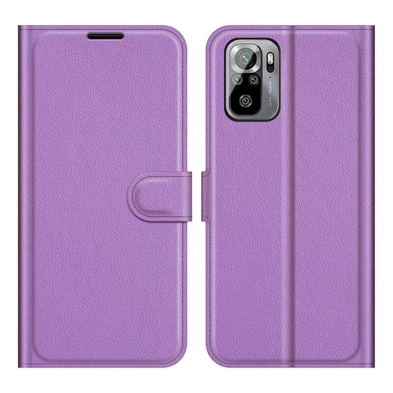Osztott PU bőr pénztárca tok Xiaomi Redmi Note 10 4G/Redmi Note 10S/Poco M5s - lila
