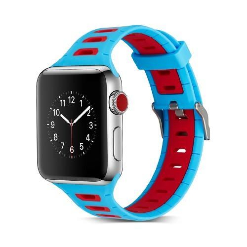 Sportos szilikon szíj az Apple Watch 38mm-es órájához - kék és piros színben