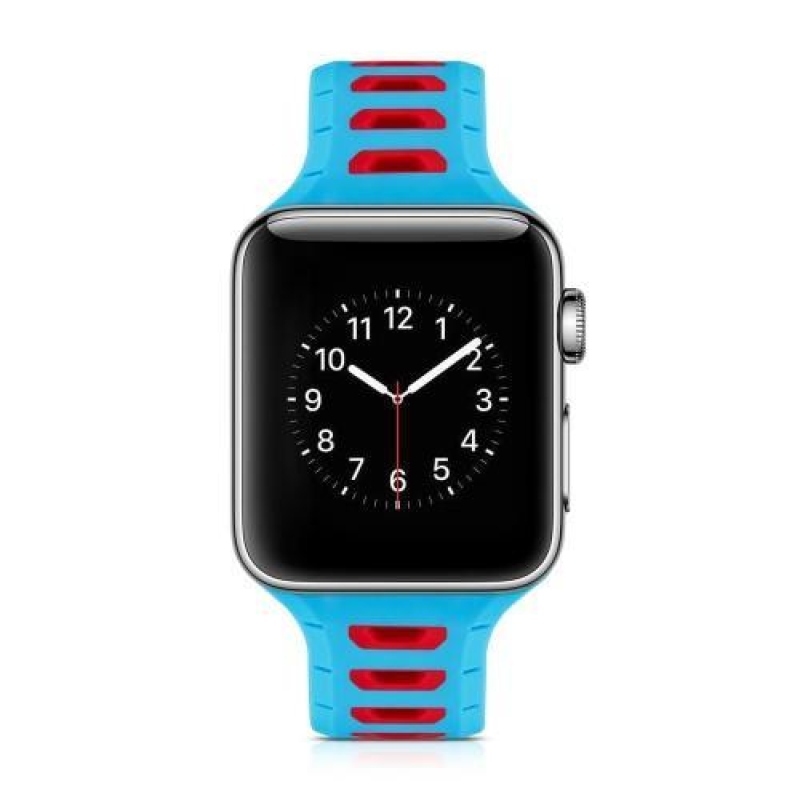 Sportos szilikon szíj az Apple Watch 38mm-es órájához - kék és piros színben