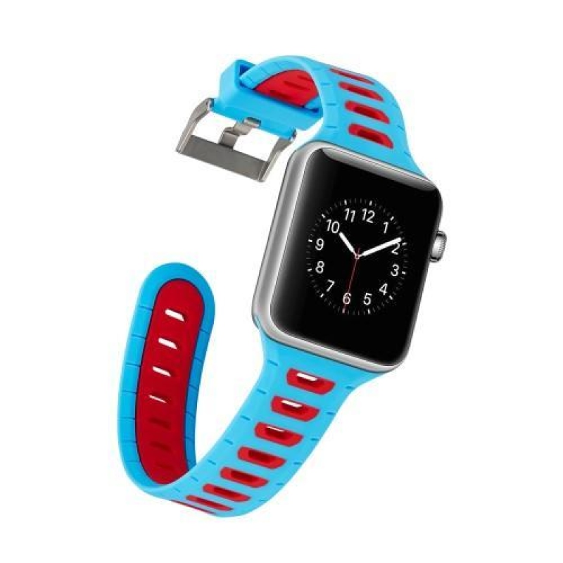 Sportos szilikon szíj az Apple Watch 38mm-es órájához - kék és piros színben