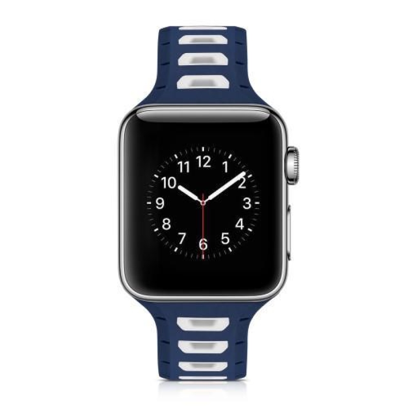 Sportos szilikon szíj Apple Watch 38mm-es órához - sötétkék és fehér