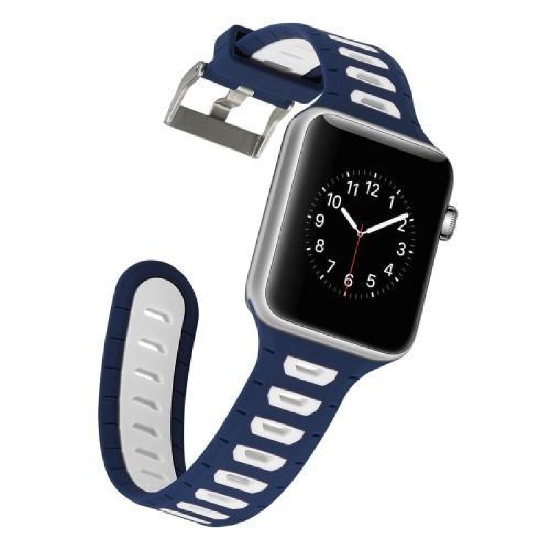 Sportos szilikon szíj Apple Watch 38mm-es órához - sötétkék és fehér