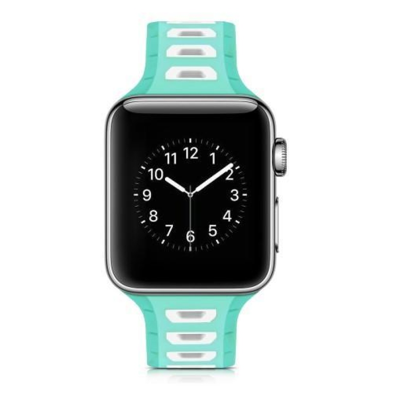 Sportos szilikon szíj Apple Watch 38mm-es órához - zöld és fehér