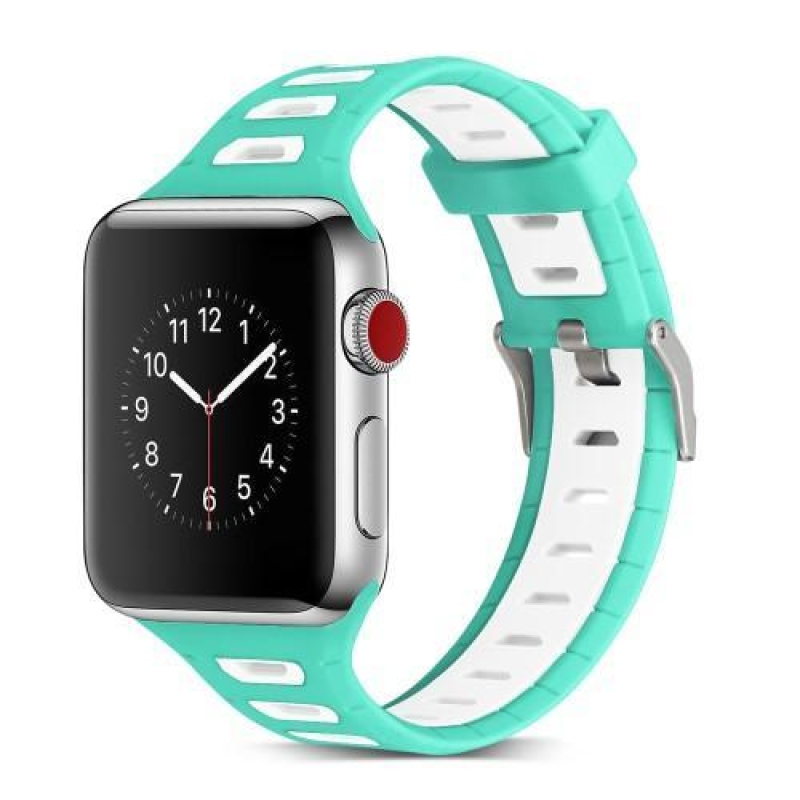 Sportos szilikon szíj Apple Watch 38mm-es órához - zöld és fehér