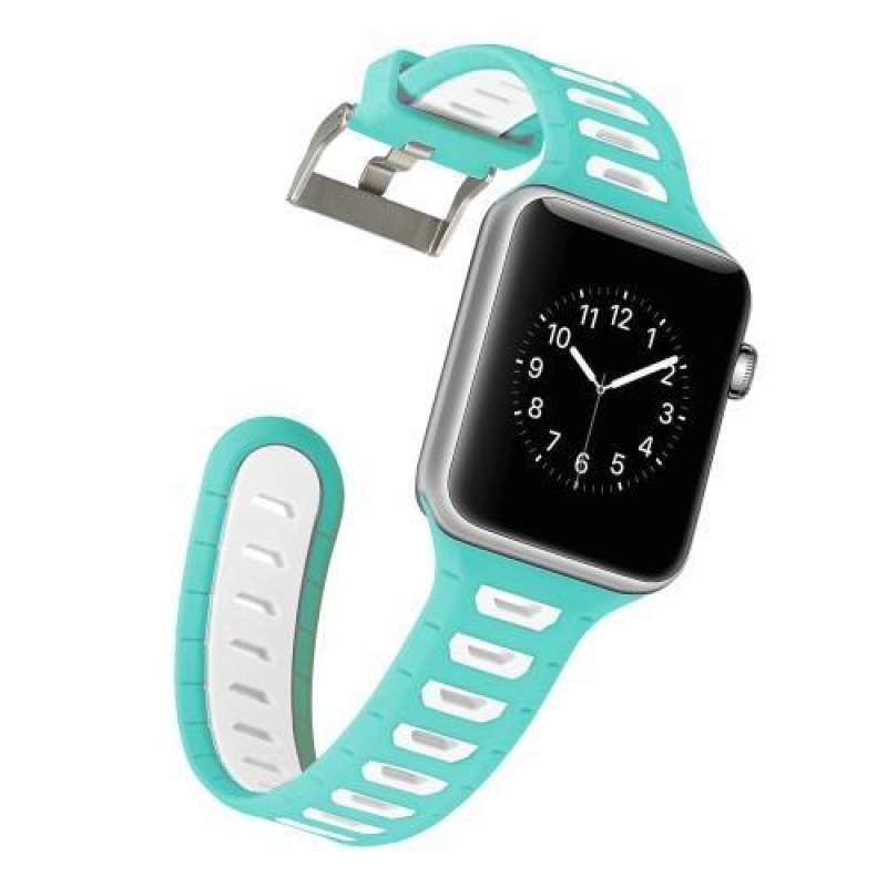 Sportos szilikon szíj Apple Watch 38mm-es órához - zöld és fehér