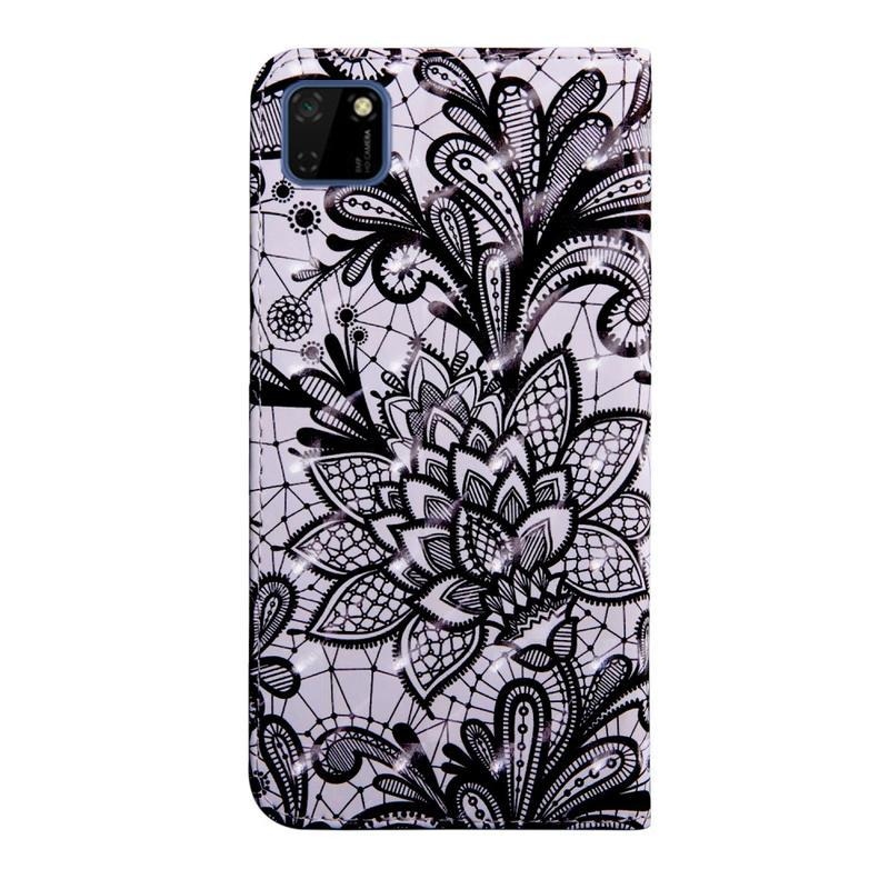 Foltos PU bőr pénztárca tok Huawei Y5p/Honor 9S - csipke virág