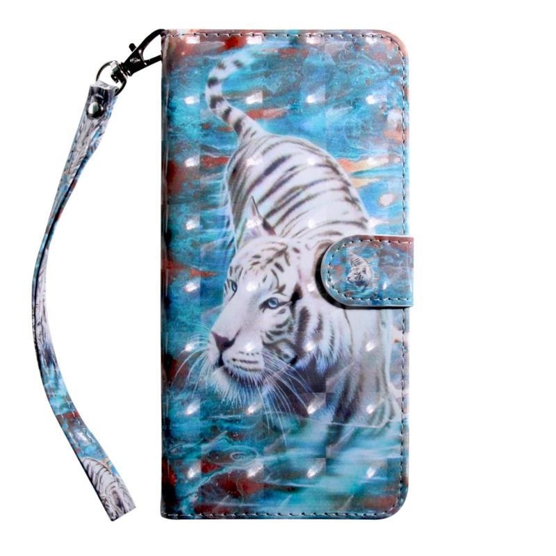 Foltos PU bőr pénztárca tok Huawei Y5p/Honor 9S - tigris