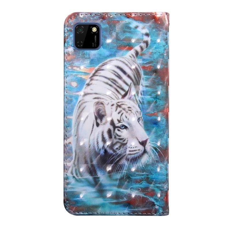 Foltos PU bőr pénztárca tok Huawei Y5p/Honor 9S - tigris