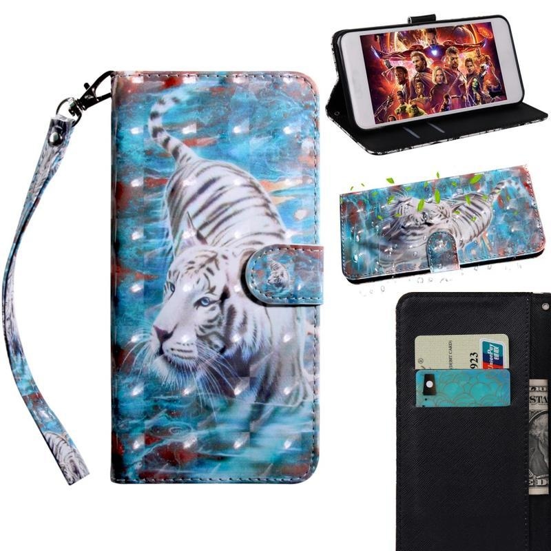 Foltos PU bőr pénztárca tok Huawei Y5p/Honor 9S - tigris