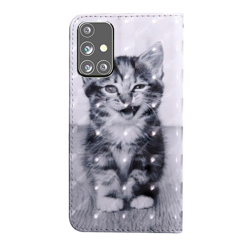 Foltos PU bőr pénztárca tok Samsung Galaxy M31s - macska
