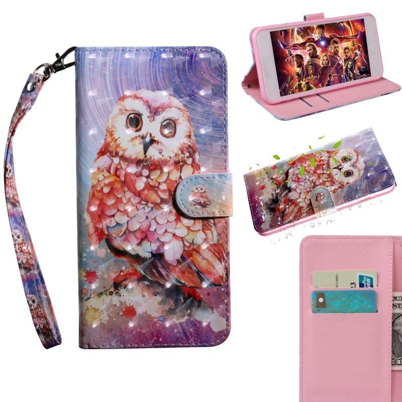 Foltos PU bőr pénztárca tok Samsung Galaxy M31s - bagoly