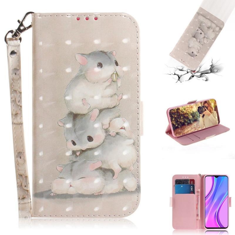 Spot PU bőr pénztárca tok Xiaomi Redmi 9 - hörcsögökhöz