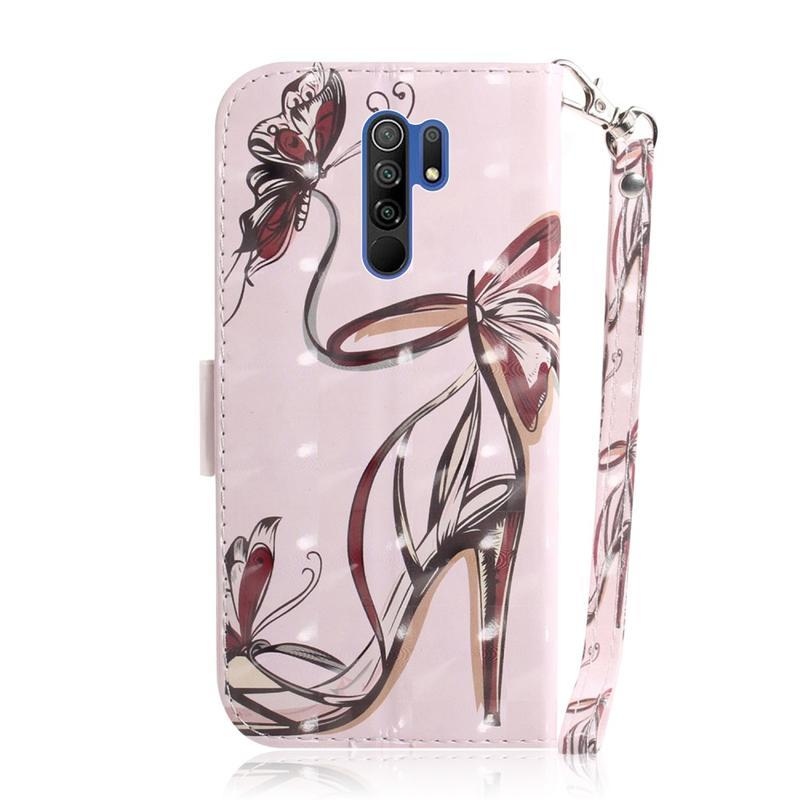 Spot PU bőr pénztárca tok Xiaomi Redmi 9 - magas sarok