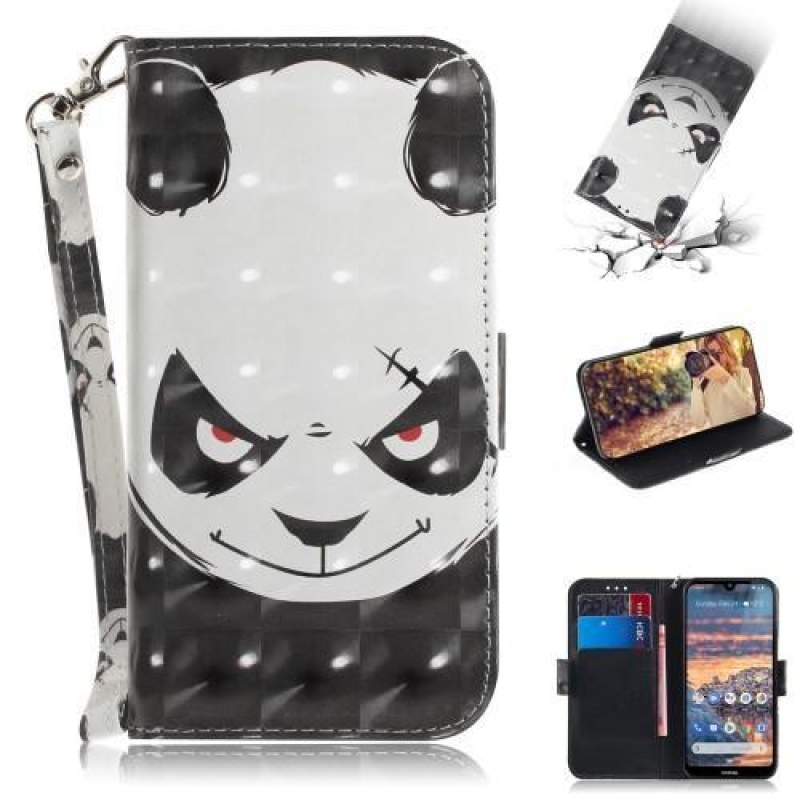 Spot PU bőr pénztárca tok Nokia 4.2 - panda