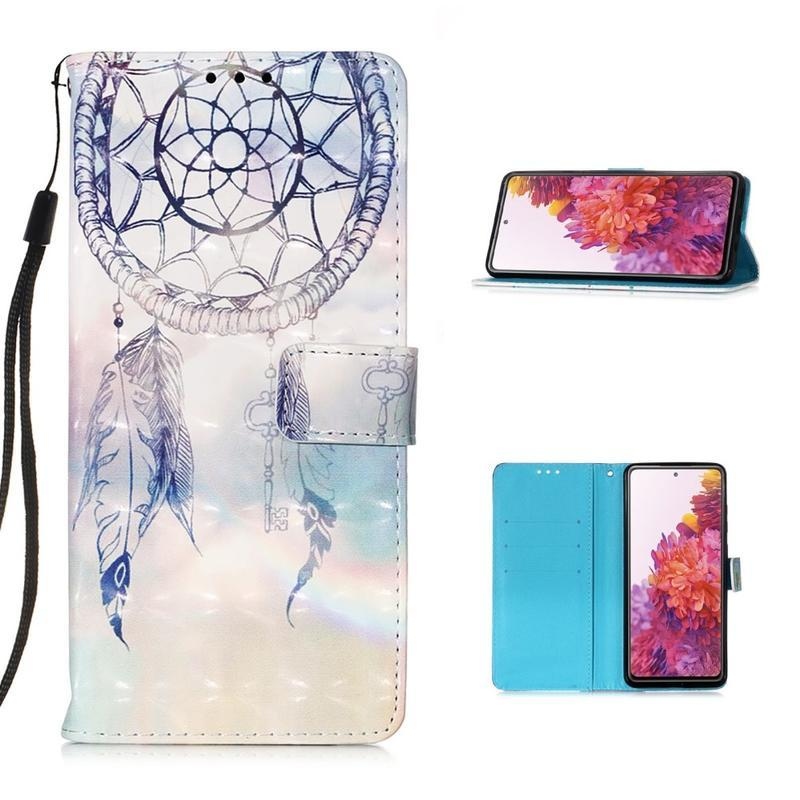 Foltos PU bőr pénztárca tok Samsung Galaxy S20 FE/S20 FE 5G - kék álomfogó