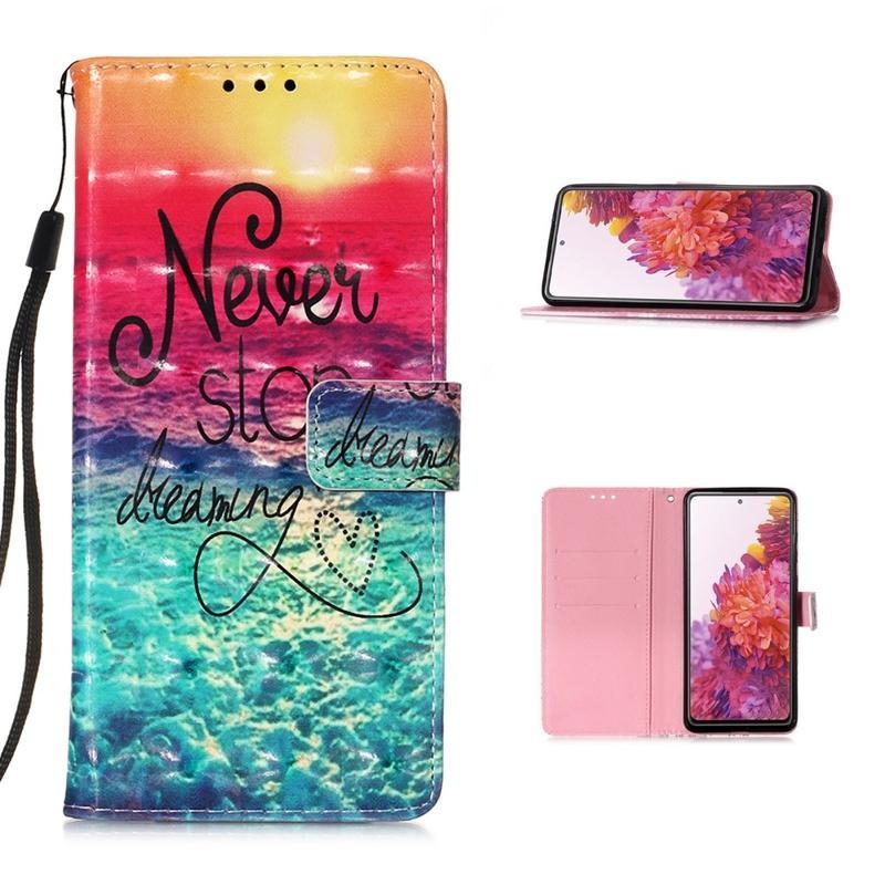 Foltos PU bőr pénztárca tok Samsung Galaxy S20 FE/S20 FE 5G - álmodj tovább!
