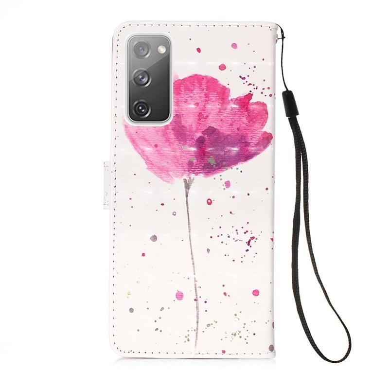 Spot PU bőr pénztárca tok Samsung Galaxy S20 FE/S20 FE 5G - rózsaszín virág