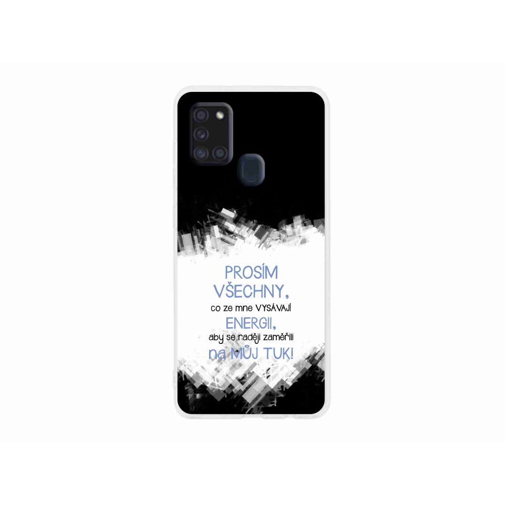 Gél borító mmCase Samsung Galaxy A21s készülékhez - vicces szöveg 1 kék