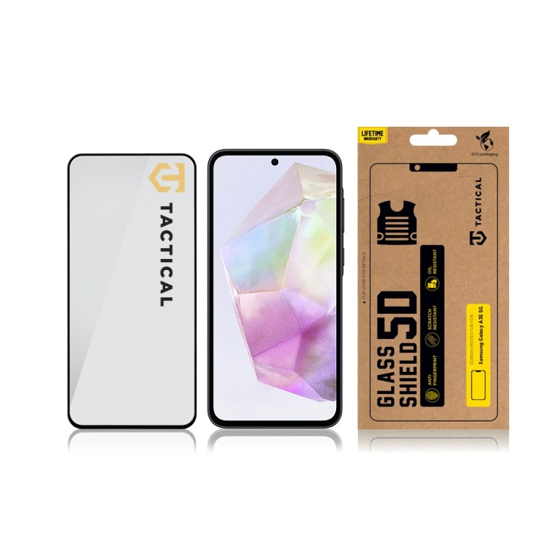 Taktikai üvegpajzs 5D üveg a Samsung Galaxy A35 5G Fekete számára