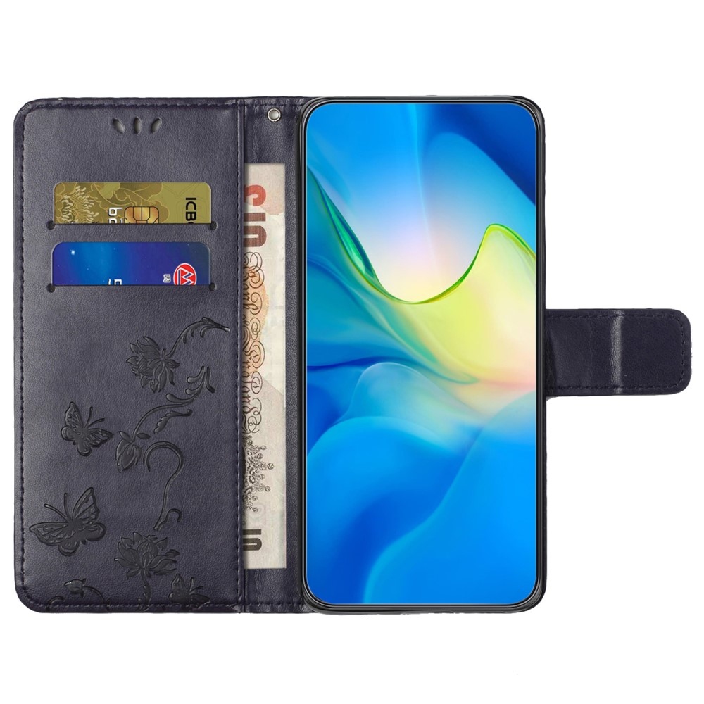 Virágos könyv tok Samsung Galaxy S24 készülékhez - sötét lila