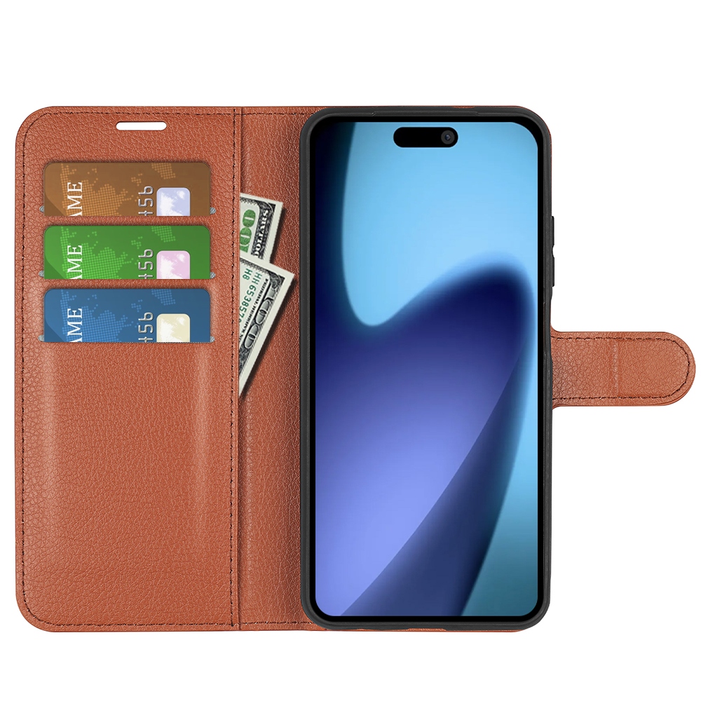 Litchi könyvtáska iPhone 17 Air készülékhez - barna