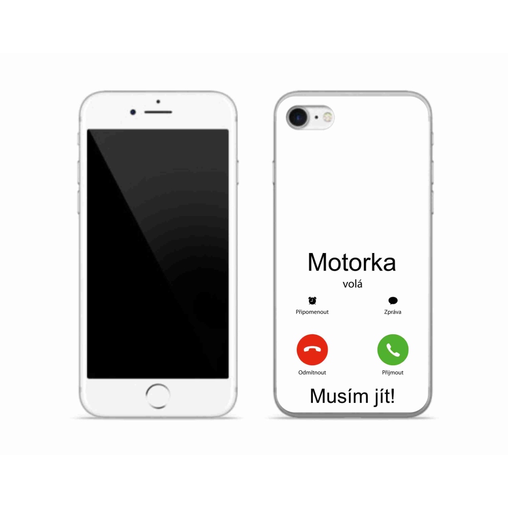 Zselés borítás mmCase iPhone SE (2020) - motoros hívás fehér háttérrel