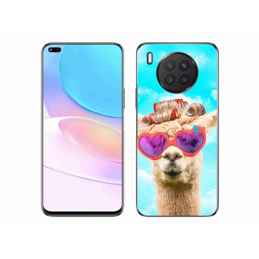 Gél borítás mmCase a Huawei Nova 8i számára - szemüveges láma