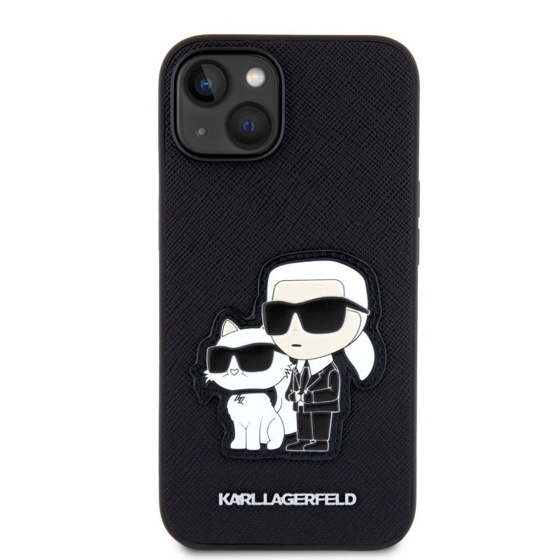 Karl Lagerfeld PU Saffiano Karl és Choupette NFT hátlap iPhone 13-hoz Fekete