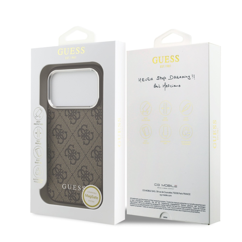 Guess 4G MagSafe hátlap iPhone 17 Pro barna színű készülékhez