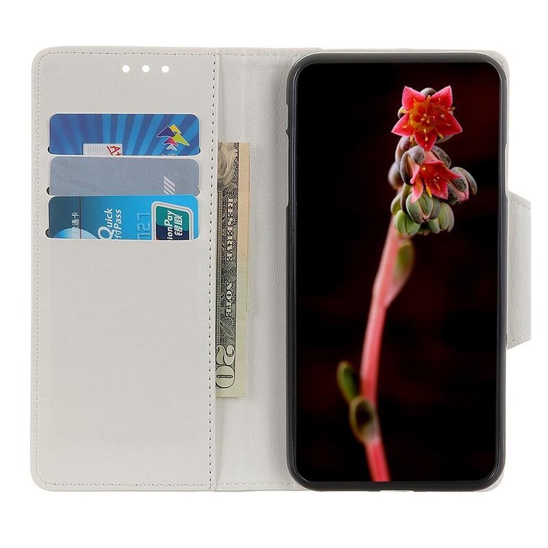 Állványos PU bőr pénztárca tok Samsung Galaxy A72 5G - fehér