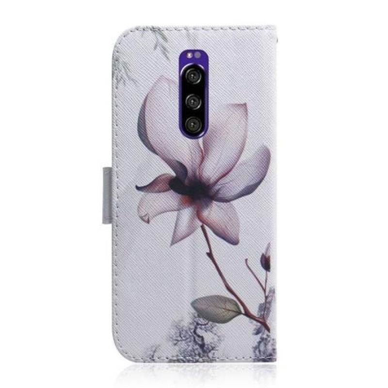 Állvány PU bőr pénztárca tok a Sony Xperia 1 - virághoz