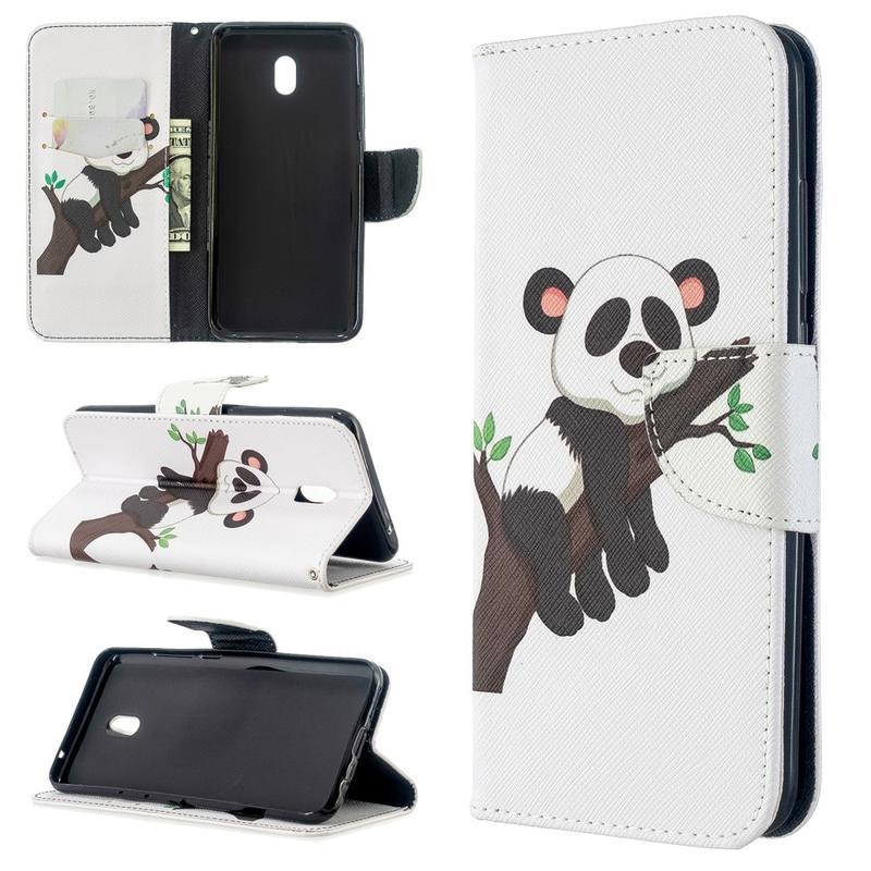 Állvány PU bőr pénztárca tok Xiaomi Redmi 8A - panda egy fán