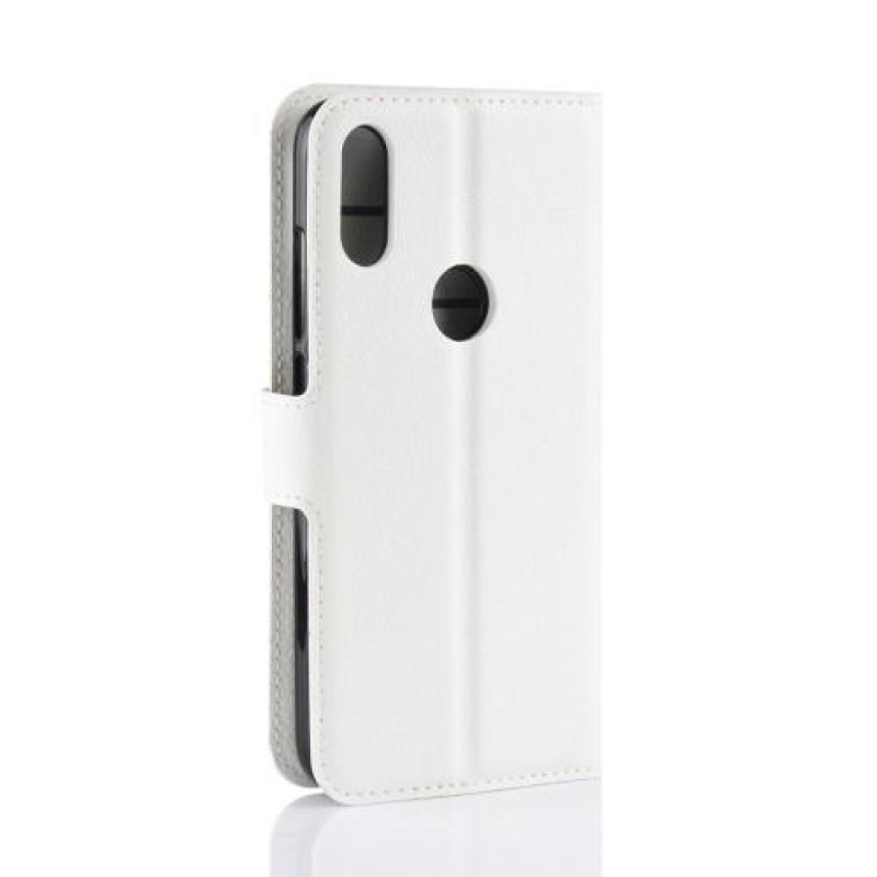 Állvány PU bőr pénztárca tok Xiaomi Redmi Note 7-hez - fehér