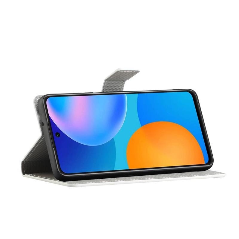Állvány PU bőr pénztárca tok a Honor 10X Lite-hoz - pillangók és körök