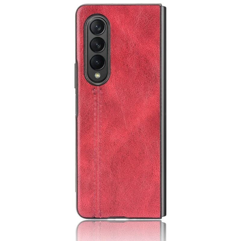 Stitchi műanyag tok PU bőrrel borított mobiltelefonra Samsung Galaxy Z Fold3 5G - piros