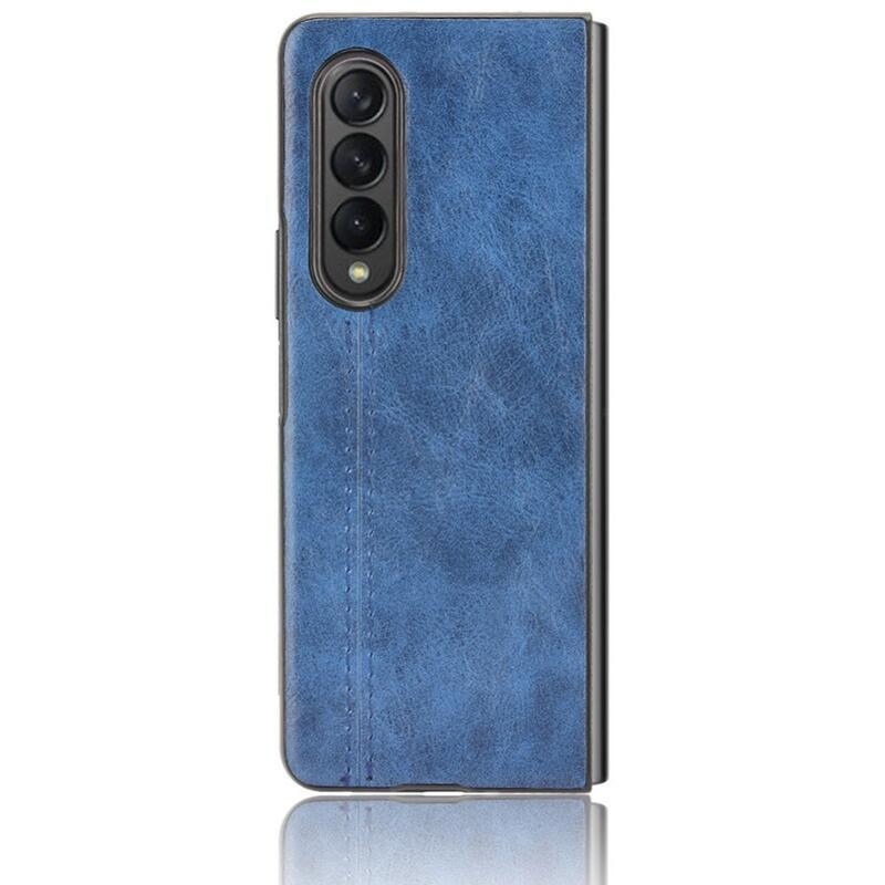 Stitchi műanyag tok PU bőrrel borított mobiltelefonra Samsung Galaxy Z Fold3 5G - kék