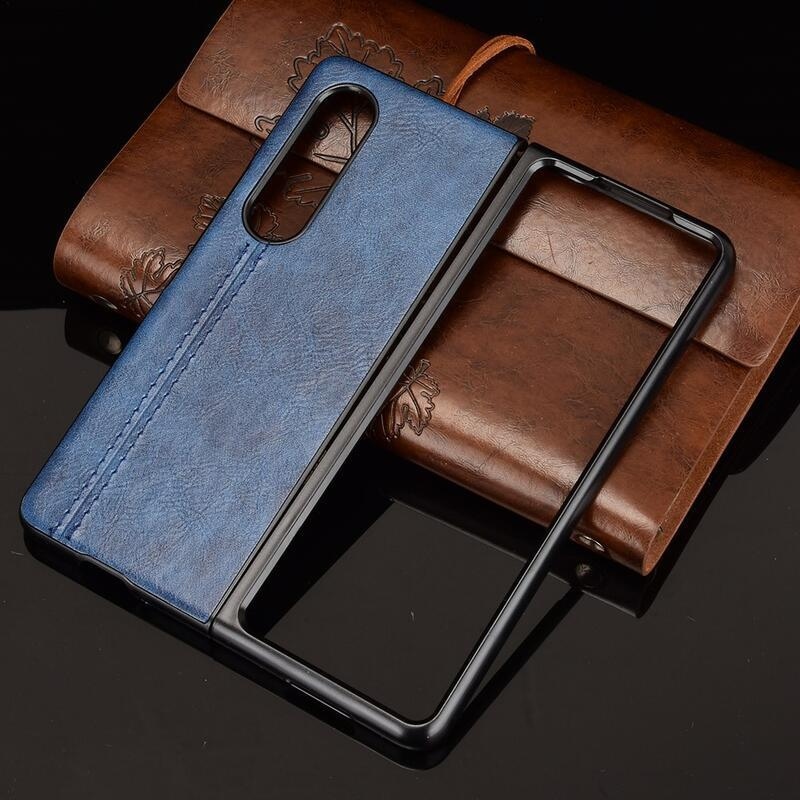 Stitchi műanyag tok PU bőrrel borított mobiltelefonra Samsung Galaxy Z Fold3 5G - kék