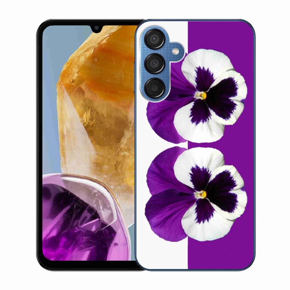 Gél védőhuzat mmCase Samsung Galaxy M15 5G - lila és fehér virág