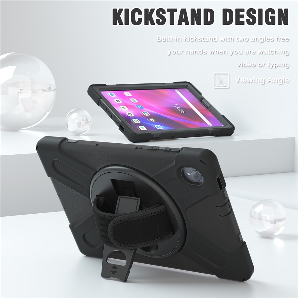 Strapabíró borítás kéztartóval és vállpánttal a Lenovo Tab M10 Plus TB-X606F/X/V készülékhez - fekete színű