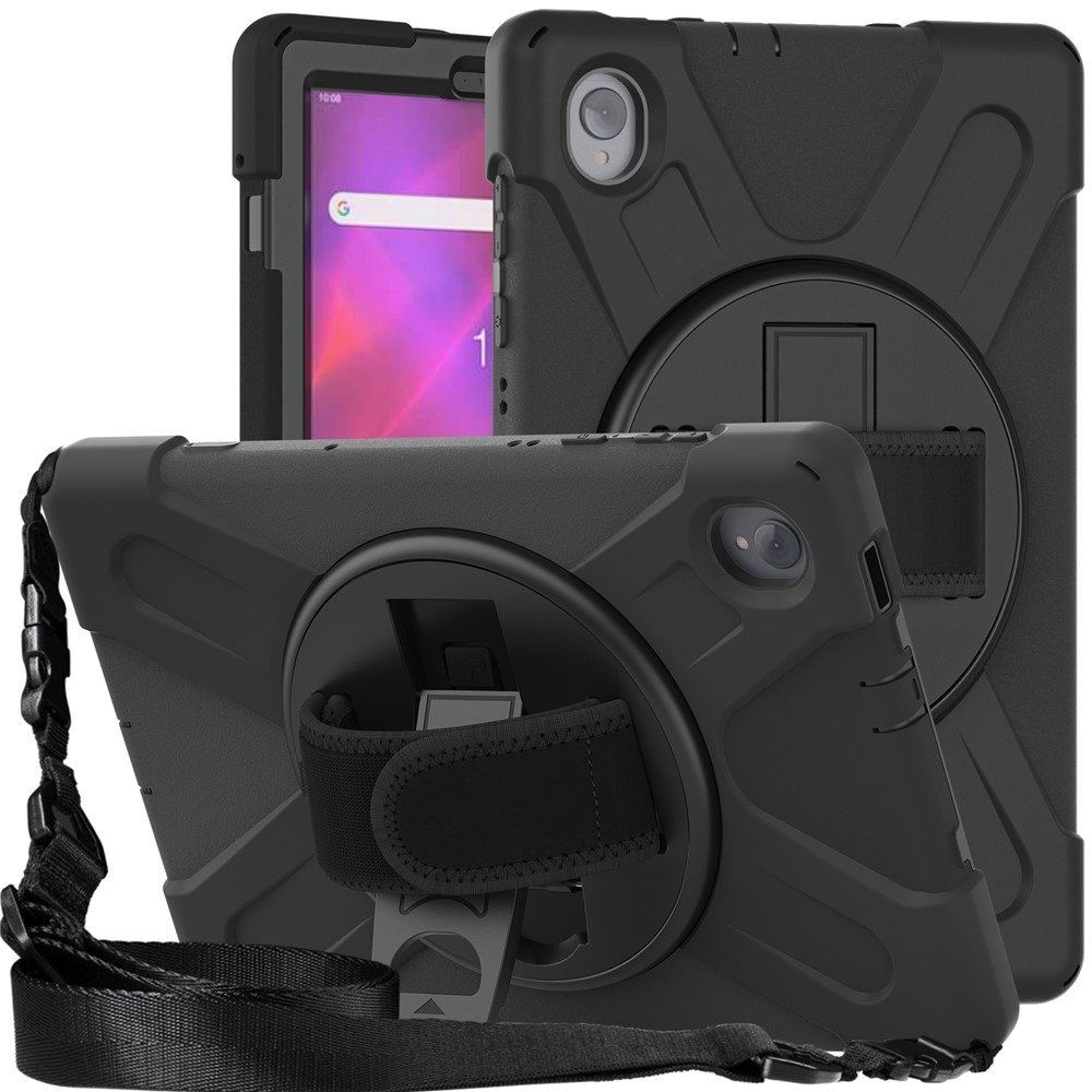 Strapabíró borítás kéztartóval és vállpánttal a Lenovo Tab M10 Plus TB-X606F/X/V készülékhez - fekete színű