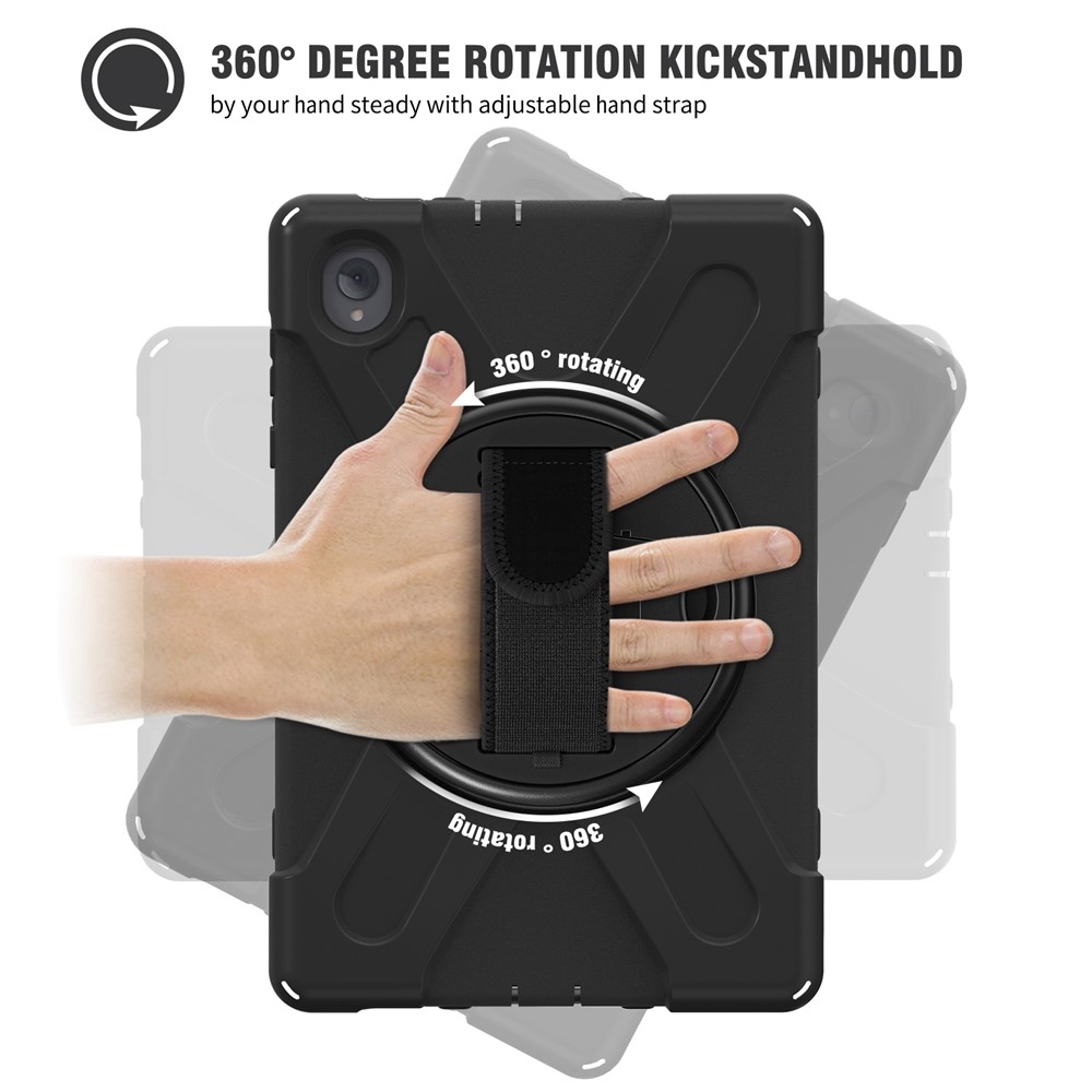 Strapabíró borítás kéztartóval és vállpánttal a Lenovo Tab M10 Plus TB-X606F/X/V készülékhez - fekete színű