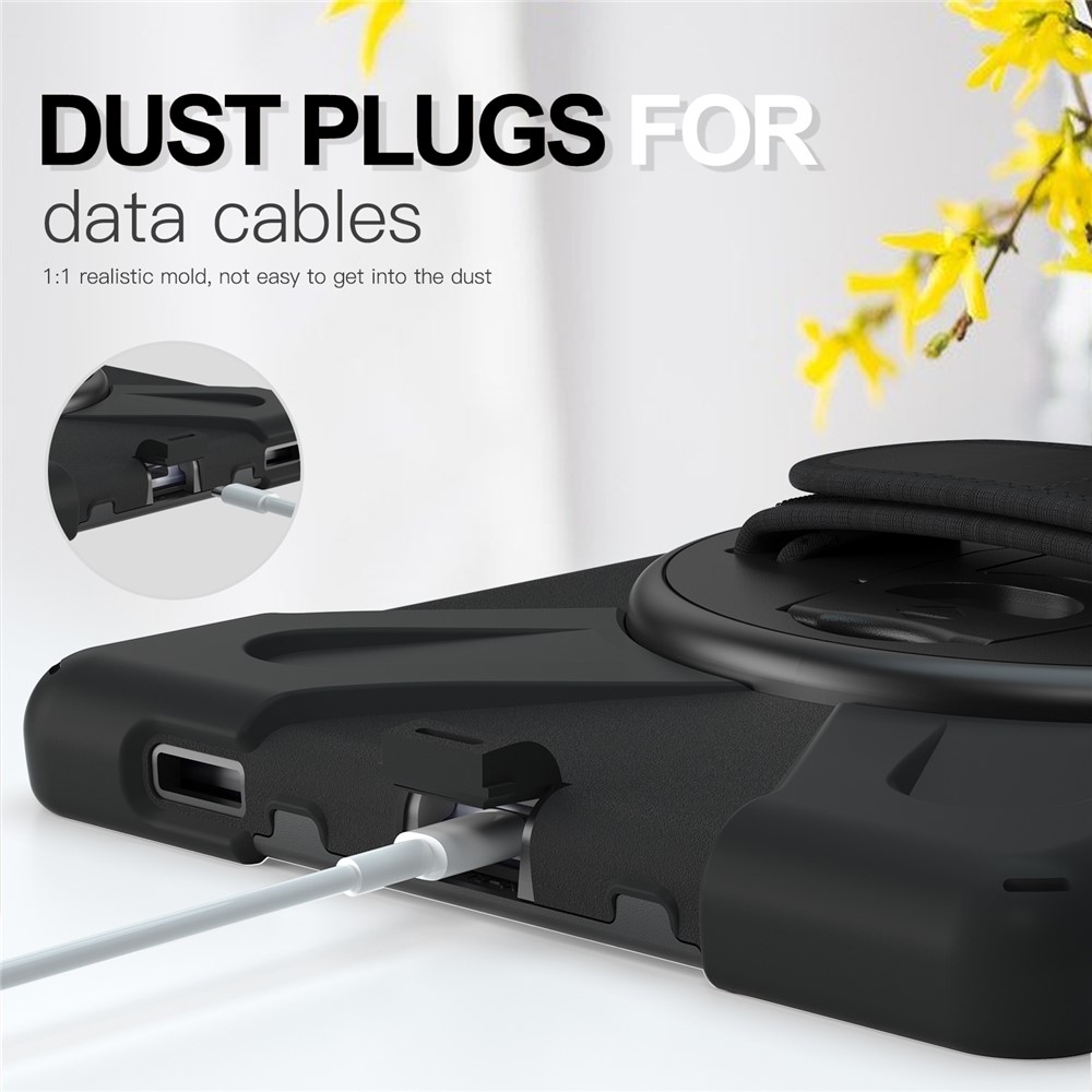 Strapabíró borítás kéztartóval és vállpánttal a Lenovo Tab M10 Plus TB-X606F/X/V készülékhez - fekete színű