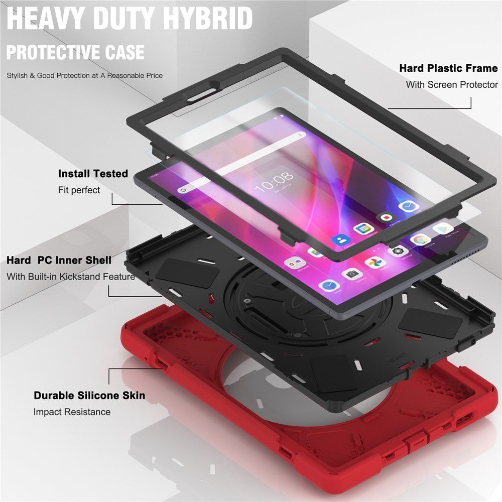 Strapabíró borítás kézi tartóval és vállpánttal Lenovo Tab M10 Plus TB-X606F/X/V - piros