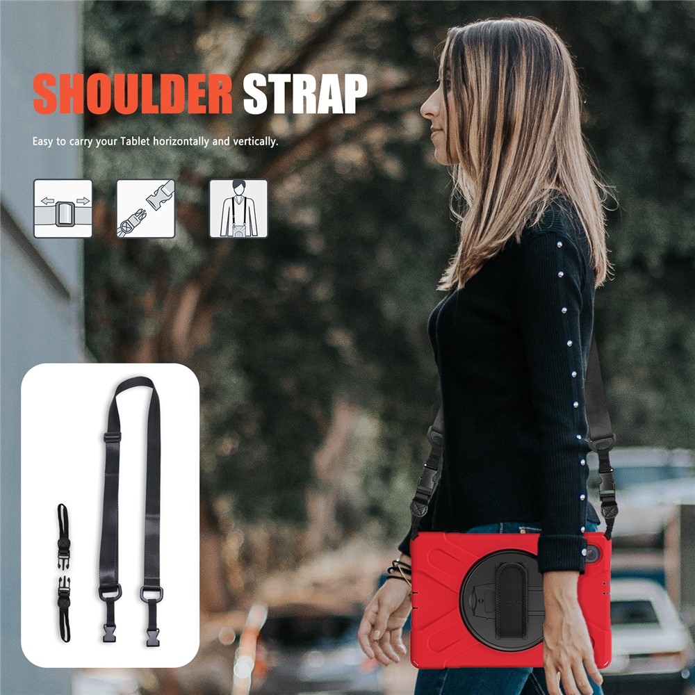 Strapabíró borítás kézi tartóval és vállpánttal Lenovo Tab M10 Plus TB-X606F/X/V - piros