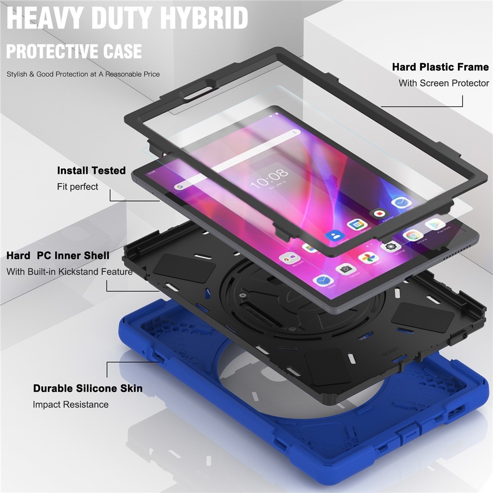 Strapabíró borító kéztartóval és vállpánttal Lenovo Tab M10 Plus TB-X606F/X/V - kék