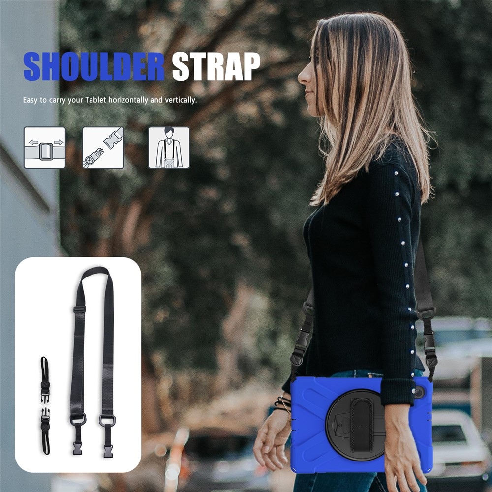 Strapabíró borító kéztartóval és vállpánttal Lenovo Tab M10 Plus TB-X606F/X/V - kék