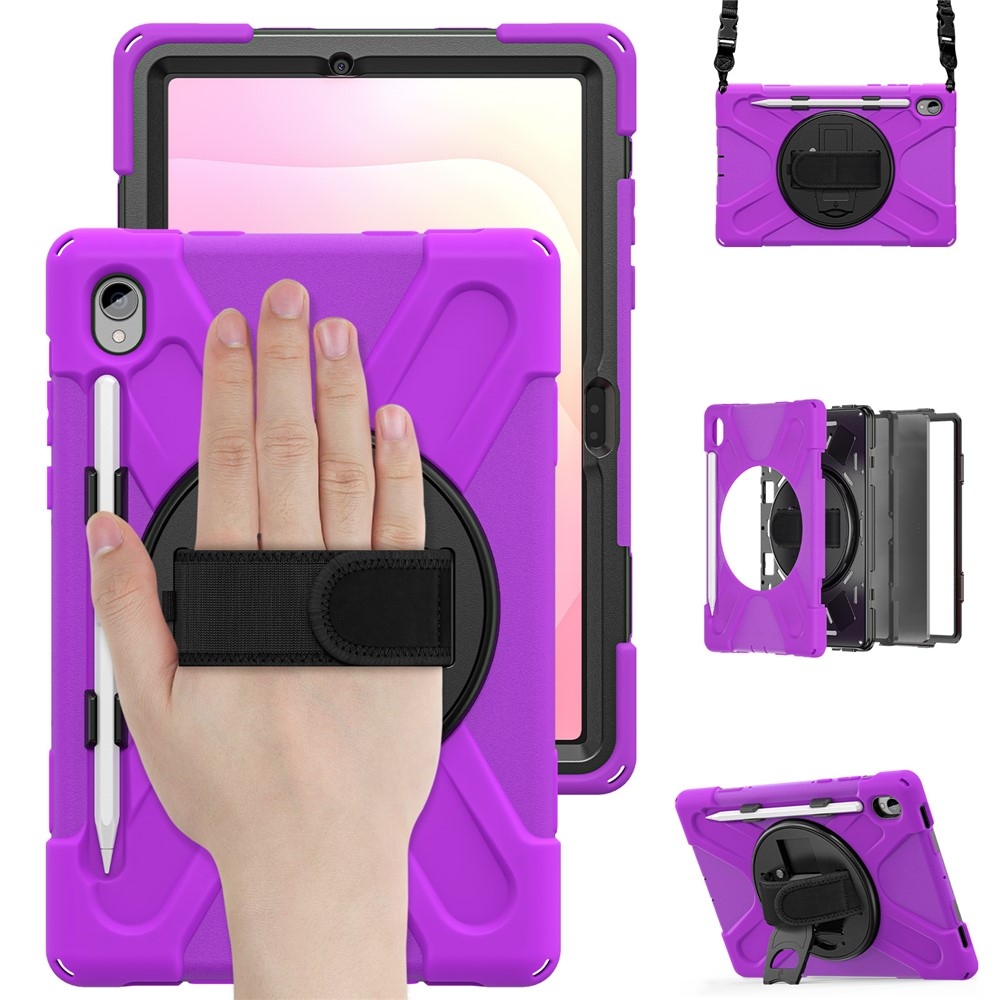 Strapabíró borító kéztartóval és vállpánttal Samsung Galaxy Tab S11-re - lila
