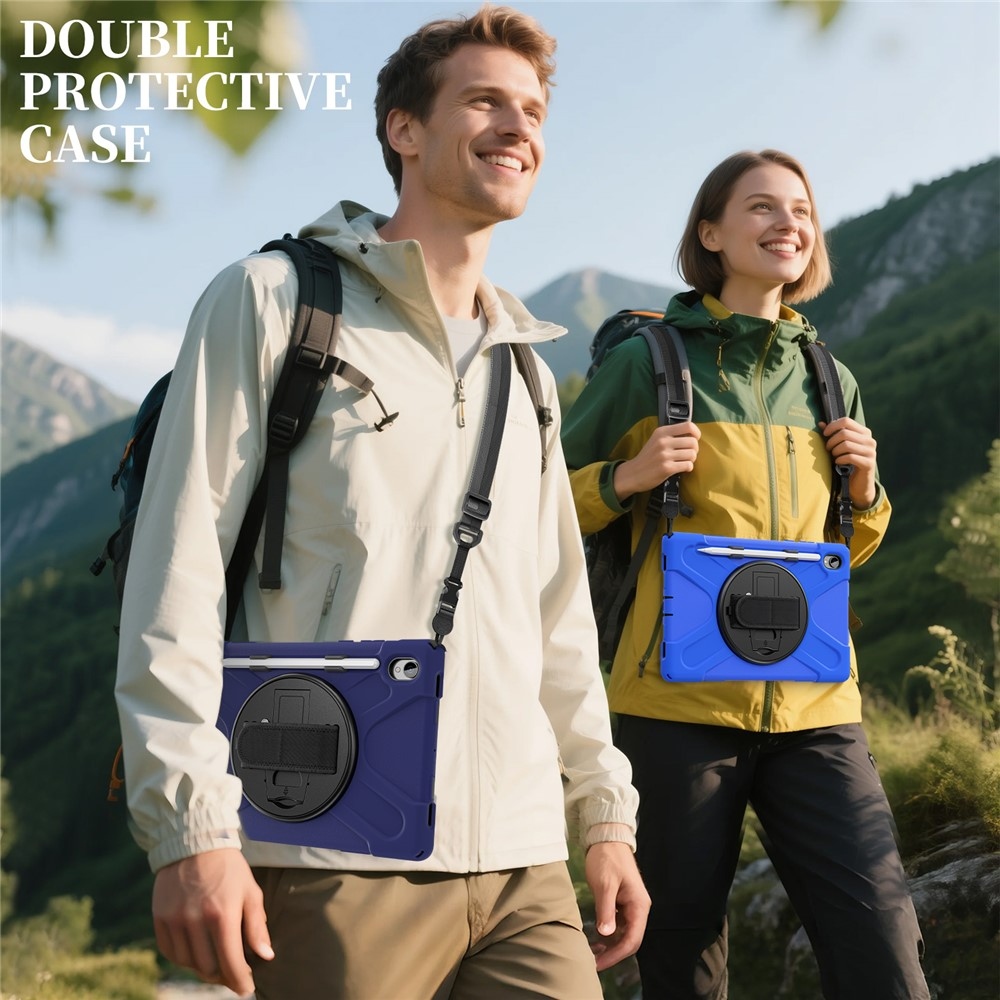 Strapabíró borító kézi tartóval és vállpánttal Samsung Galaxy Tab S11 - kék