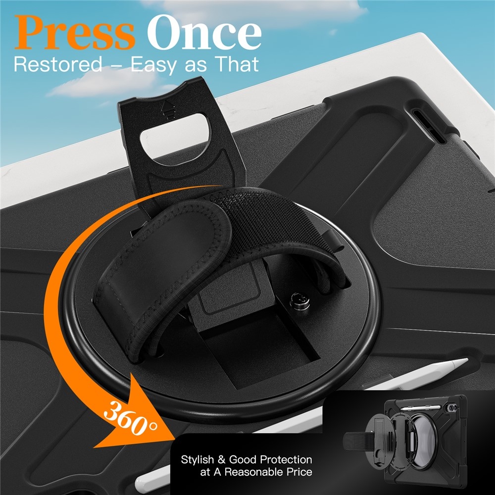 Strapabíró borító kézi tartóval és vállpánttal Samsung Galaxy Tab S11 Ultra - fekete